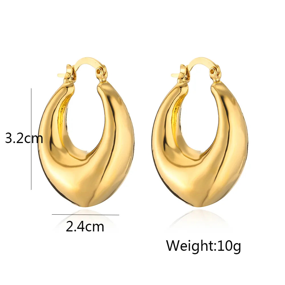 Créoles acier inoxydable plaqué or 18k chunky épais - Mesures
