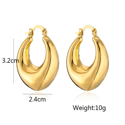 Créoles acier inoxydable plaqué or 18k chunky épais - Mesures
