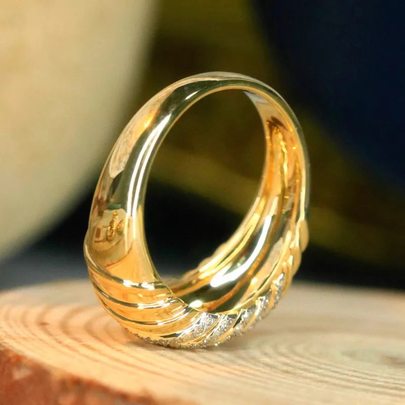 Bague large argent 925 doré bicolore pavée cristaux - 
