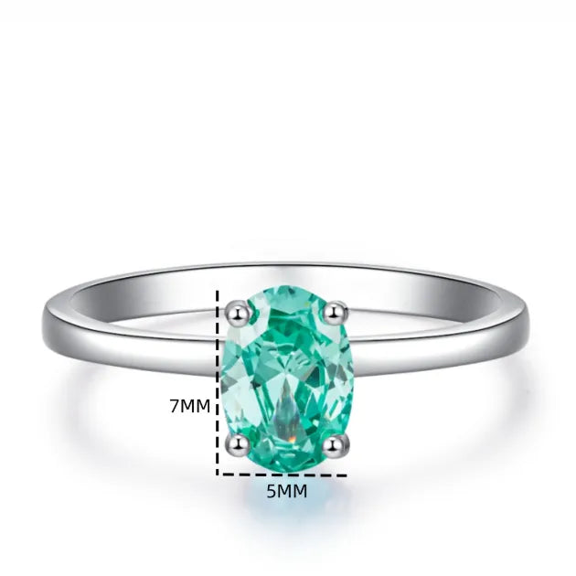 Bague solitaire pierre ovale turquoise argent 925 élégante - détail sertissage Mesures 
