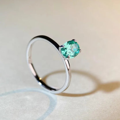 Bague solitaire pierre ovale turquoise argent 925 élégante - détail pierre
