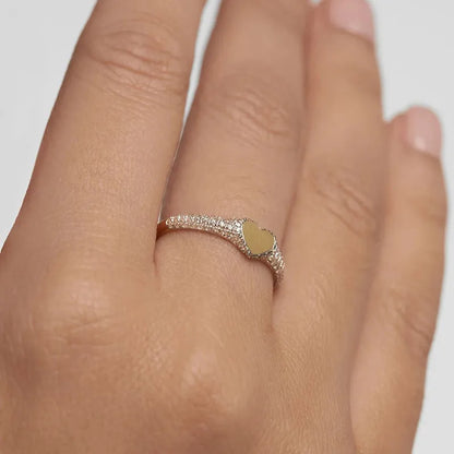 Bague cœur éternel argent 925 plaqué or 18k - détail cœur
