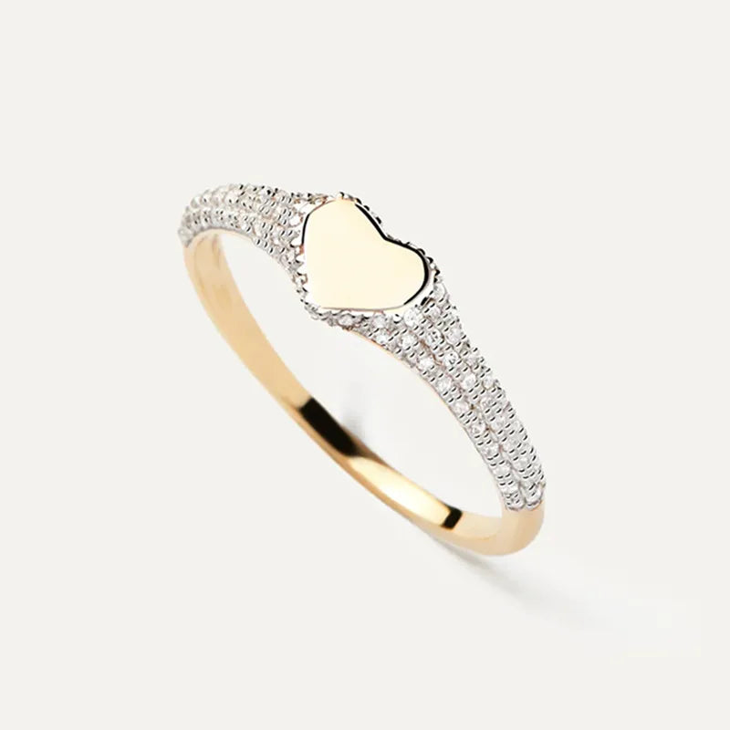 Bague cœur éternel argent 925 plaqué or 18k - détail plaqué or
