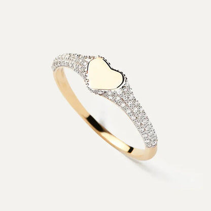 Bague cœur éternel argent 925 plaqué or 18k - détail plaqué or
