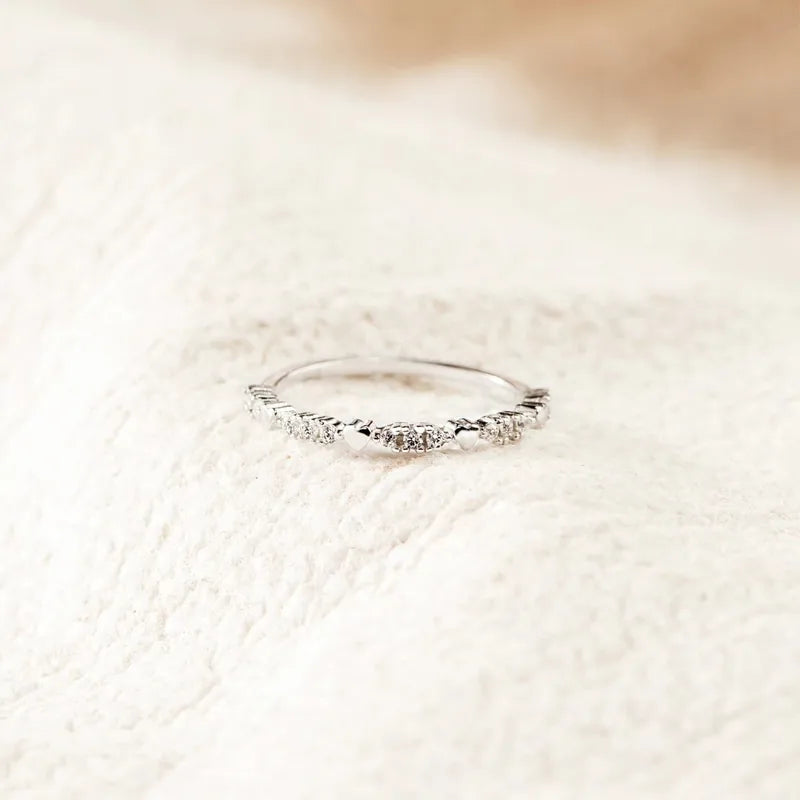Bague fine cœur zircon argent 925 empilable - Argenté