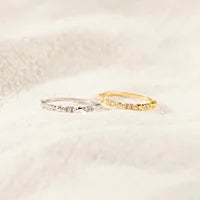 Bague fine cœur zircon argent 925 empilable - vue de face
