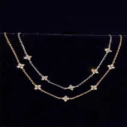 Collier argent 925 doré trèfles quatre feuilles porte-bonheur - détail trèfles

