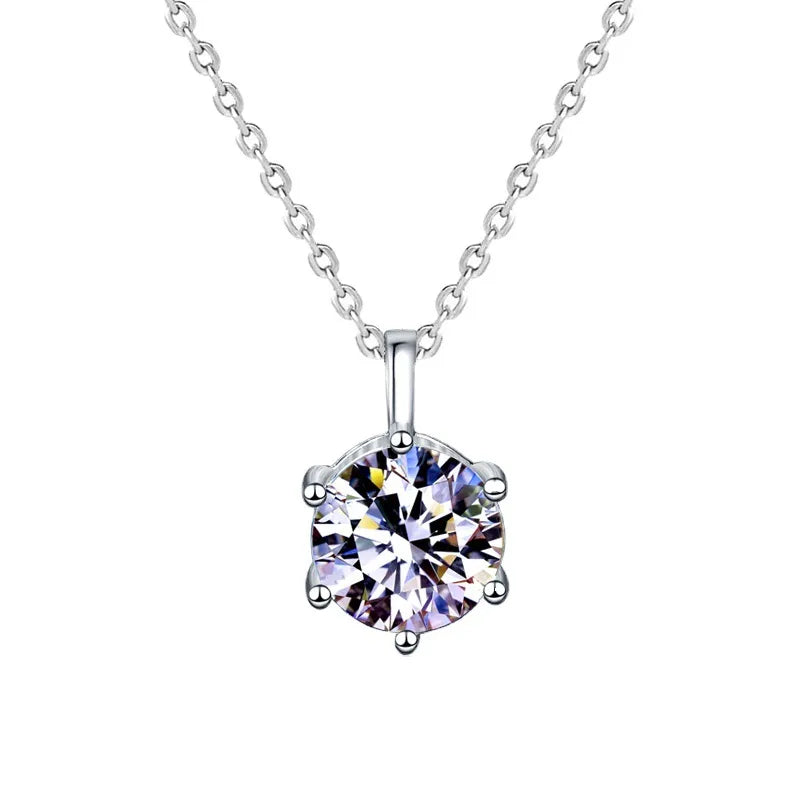Collier pendentif moissanite 0.50 carat argent 925 solitaire - 
