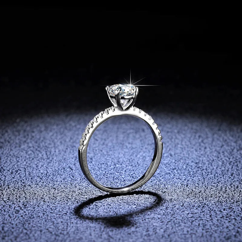 Bague solitaire anneau pavé argent 925 brillance - 
