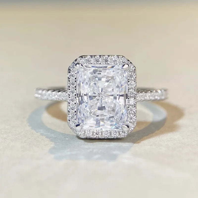 Bague couronne diamant argent 925 halo zircons - design royal
