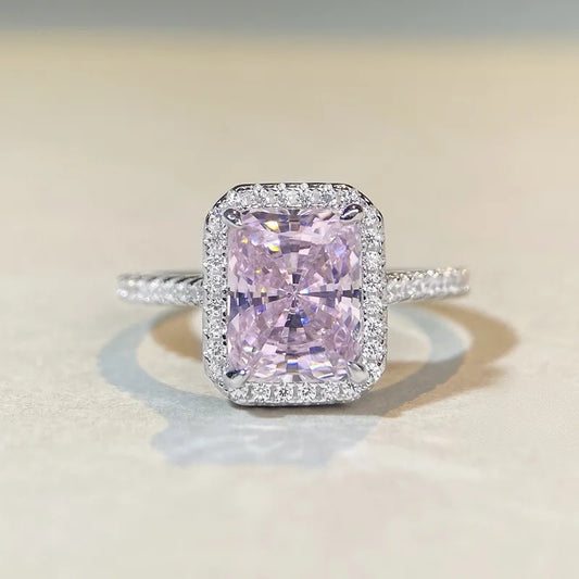 Bague Bloom rose argent 925 diamant rose zircons - design romantique
