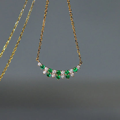 Collier argent 925 plaqué or zircons vert et blanc - Solaris bijoux