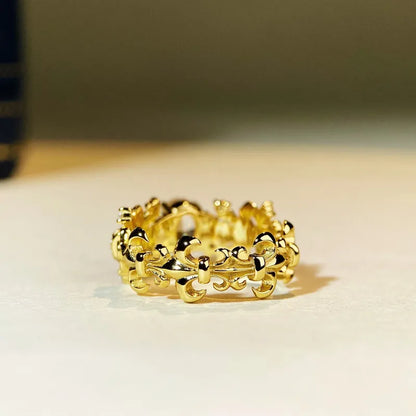 Bague argent 925 plaqué or 18k fleur de lys 1ct luxe - Vue arrière
