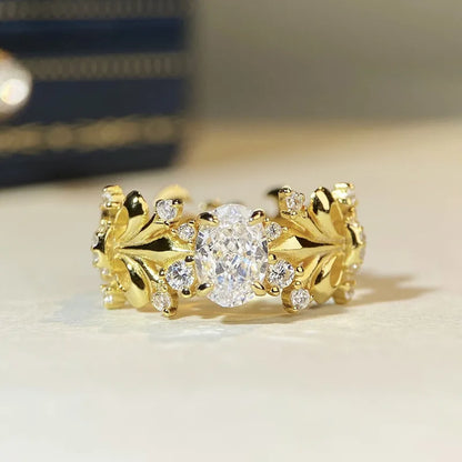 Bague argent 925 plaqué or 18k fleur de lys 1ct luxe - vue de face
