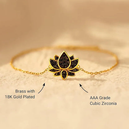 Bracelet argent 925 plaqué or 18k lotus  
