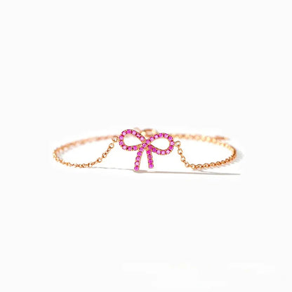 Bracelet argent 925 nœud rose cristaux délicat féminin - détail cristaux
