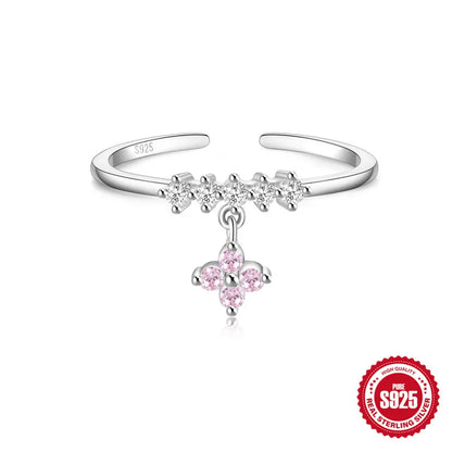 Bague ouverte argent 925 pierres scintillantes ajustable - détail ouverture
