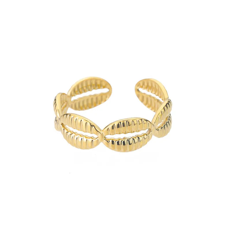Bague coquillages cauris doré acier inoxydable - style bohème
