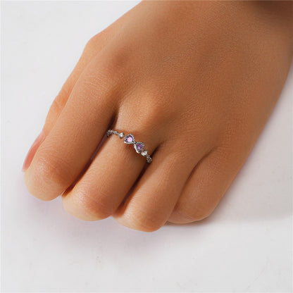 Bague nœud infini argent s925 cristaux violets - portée main
