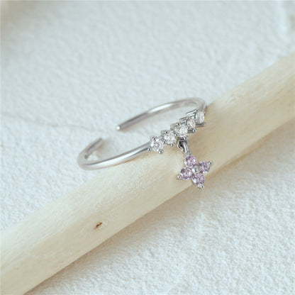 Bague ouverte argent 925 pierres scintillantes ajustable - 
