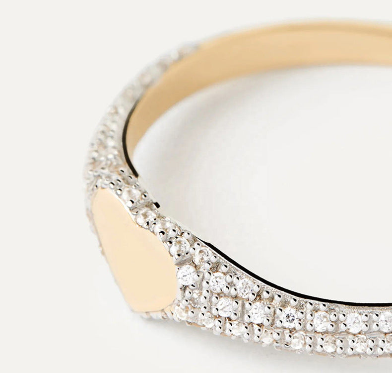 Bague cœur éternel argent 925 plaqué or 18k - vue latérale
