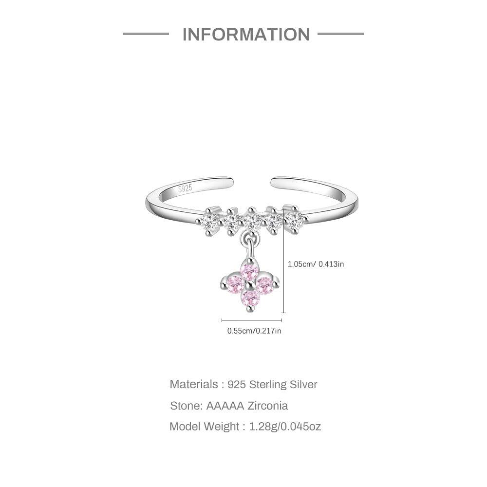 Bague ouverte argent 925 pierres scintillantes ajustable - Mesures
