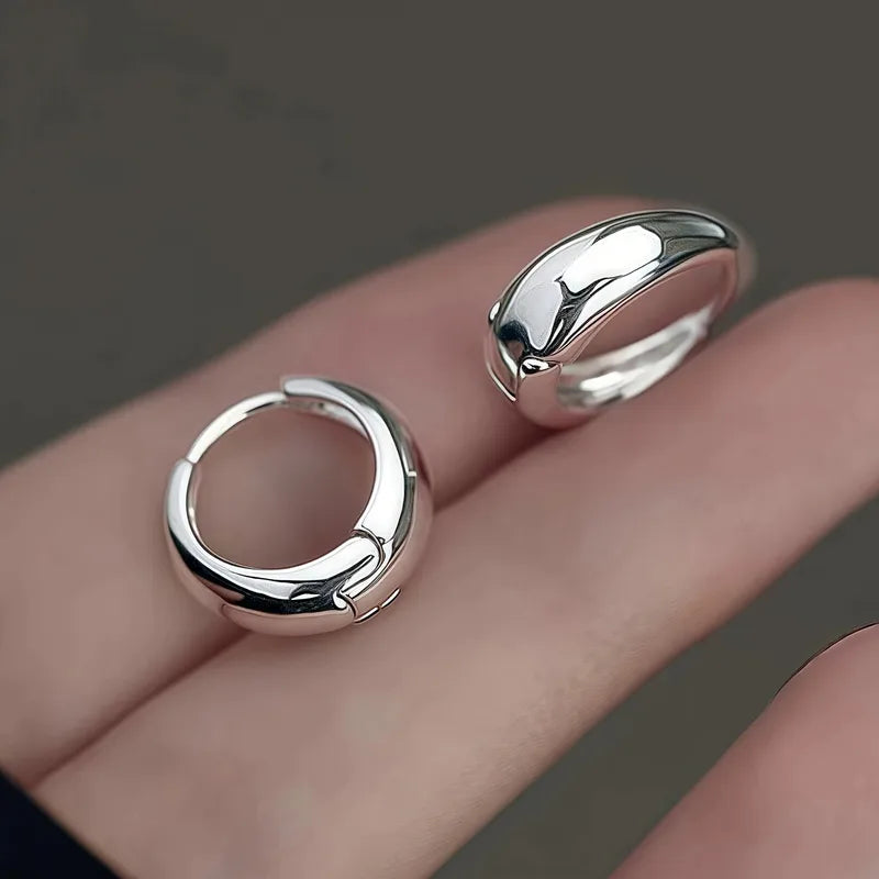 Créoles acier inoxydable argenté design épuré - vue de face Argenté
