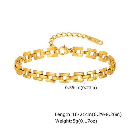 Bracelet lien géométrique plaqué or 18K acier inoxydable - Mesures