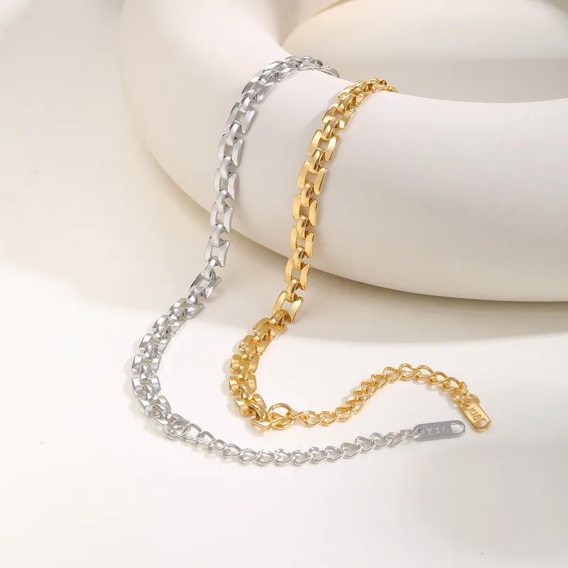 Bracelet lien géométrique plaqué or 18K acier inoxydable - vue complète Doré et Argenté
