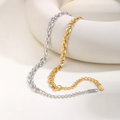 Bracelet lien géométrique plaqué or 18K acier inoxydable - vue complète Doré et Argenté
